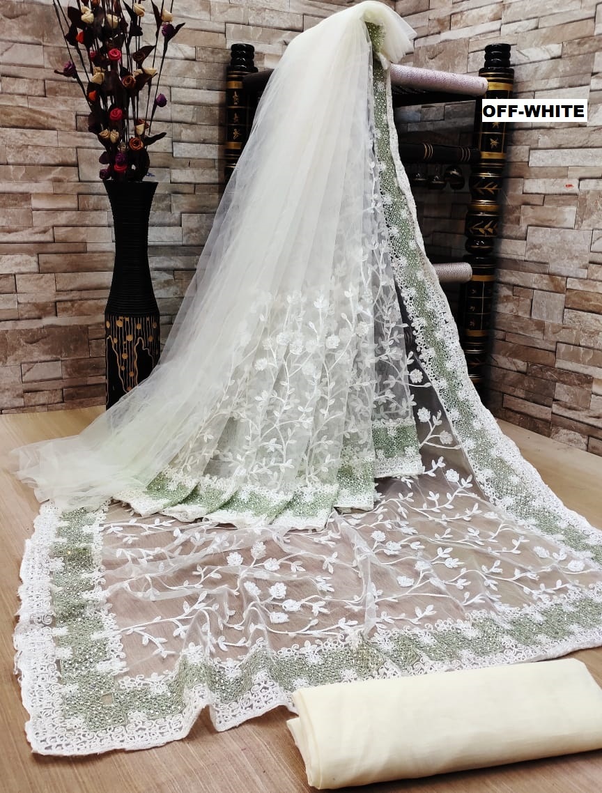 Trendy Saree - Nylon Material, Customized Size, 6 Trendy Colors | Breathable, Washable, Embroidered Pattern, Customized Logo