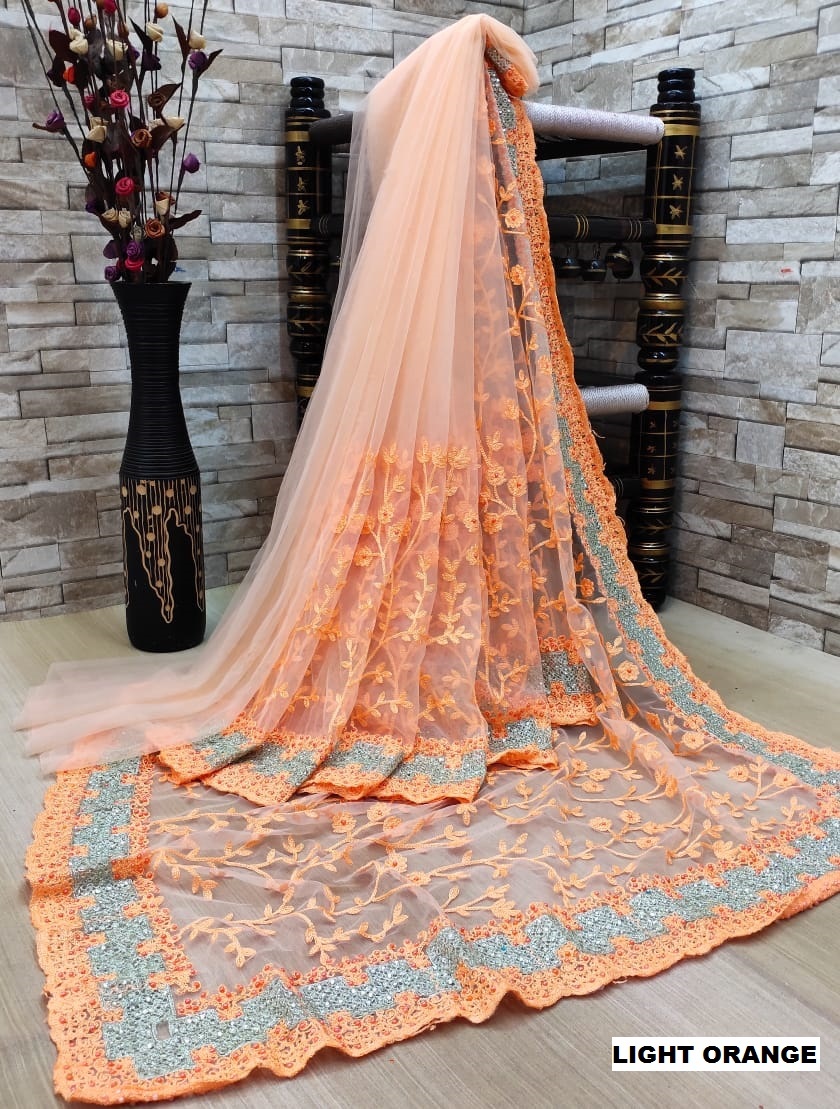 Trendy Saree - Nylon Material, Customized Size, 6 Trendy Colors | Breathable, Washable, Embroidered Pattern, Customized Logo