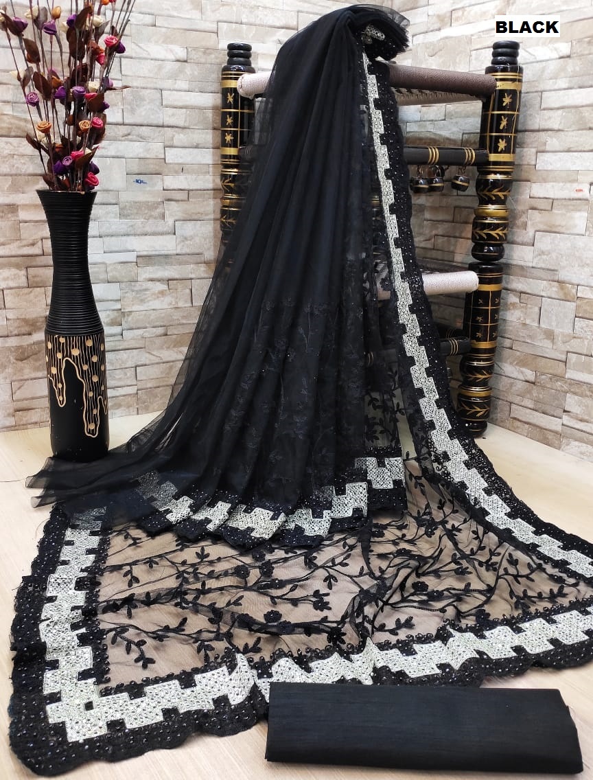 Trendy Saree - Nylon Material, Customized Size, 6 Trendy Colors | Breathable, Washable, Embroidered Pattern, Customized Logo