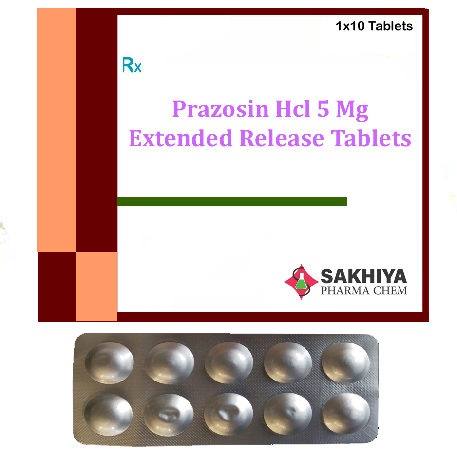 Prazosin Hcl 5mg Extended Release Tablets - 2 Tablets/day , Recommended For High Blood Pressure, Room Temperature Storage, General Medicine