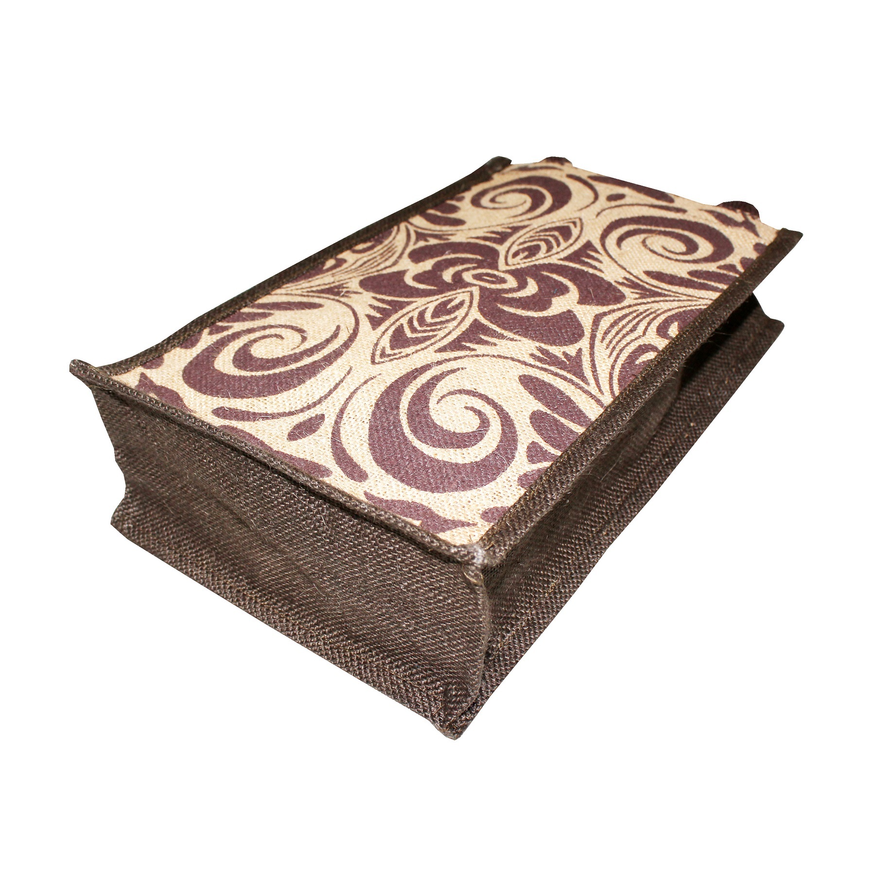 Floral Print Padded Jute Bottle Bag - 35x20x10 Cm, Natural Color, Re-usable, Bio-degradable, Eco-friendly, Shoulder Length Handle