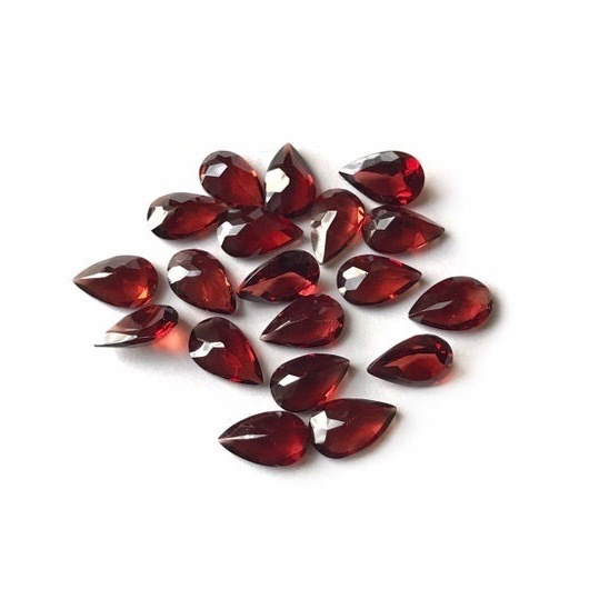 5x8mm Mozambique Red Garnet Faceted Pear Loose Gemstones Grade: Aaa