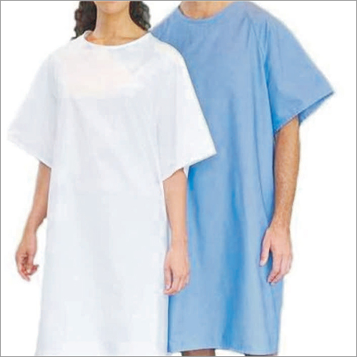 Patient Gown - Cotton Blend Sizes S-xxl | Unisex Design Short Sleeve Classic White And Blue Color Scheme