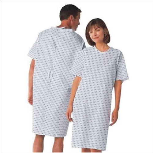 Patient Gown - Cotton Blend Sizes S-xxl | Unisex Design Short Sleeve Classic White And Blue Color Scheme