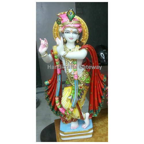 मल्टी कलर एक्सक्लूसिव प्योर मार्बल कृष्णा स्टैच्यू