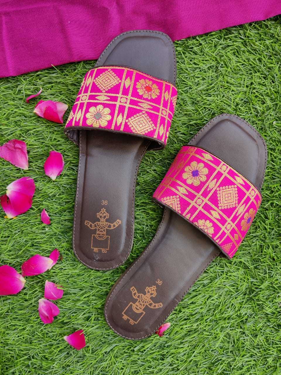 Flat Slipons - Leather Fabric Pu Sole, 9x4 Inches, Green | Stylish, Comfortable, Durable, Handmade, Breathable