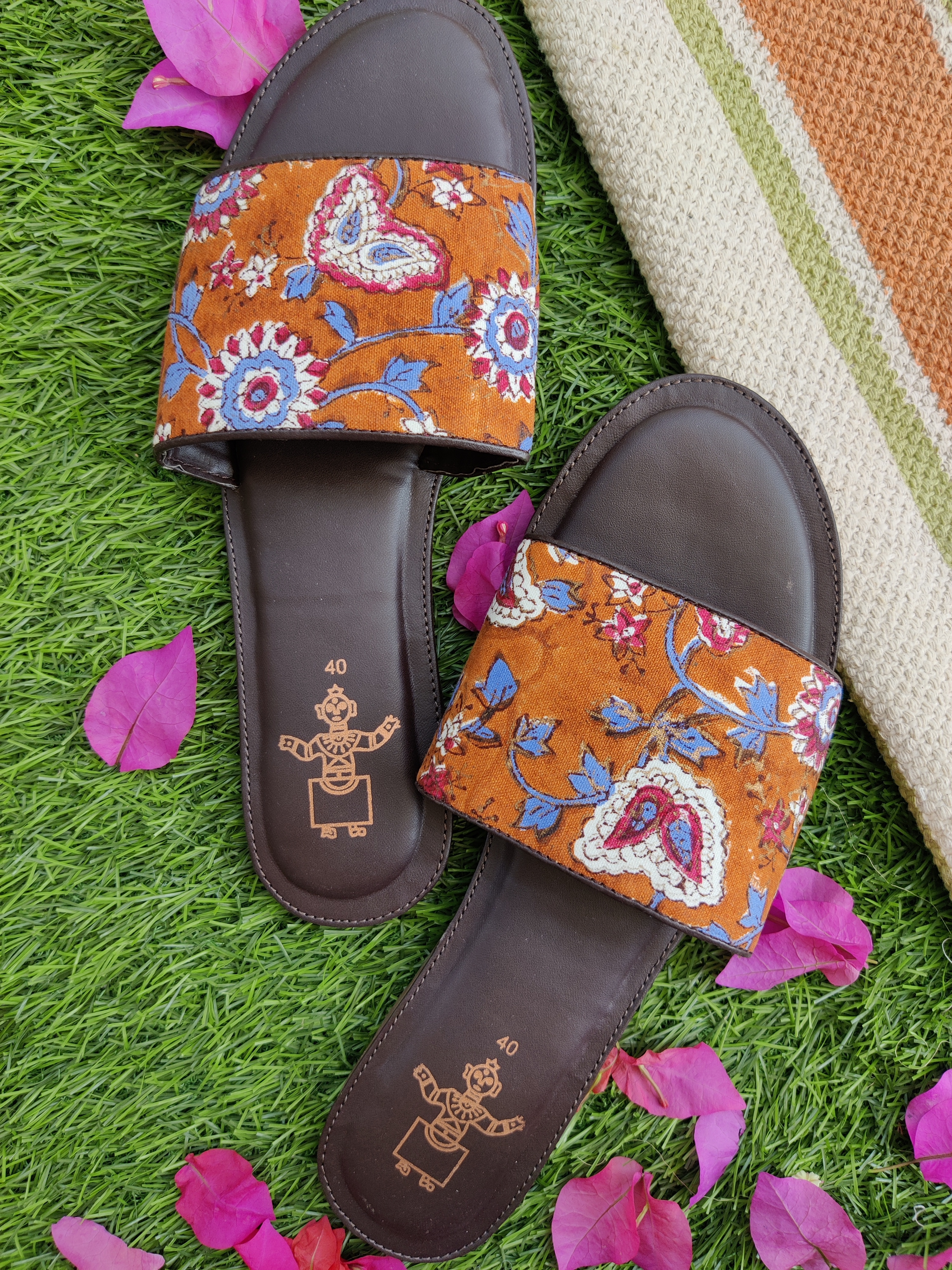 Flat Slipons - Leather Fabric Pu Sole, 9x4 Inches, Green | Stylish, Comfortable, Durable, Handmade, Breathable