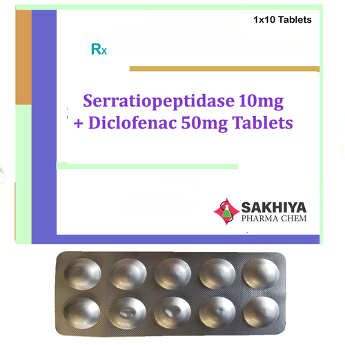 सेरासियोपेप्टिडेज़ 10Mg + डिक्लोफेनाक 50Mg टैबलेट सामान्य दवाएं