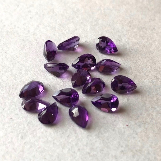8x12mm African Amethyst Faceted Pear Loose Gemstones Grade: Aaa