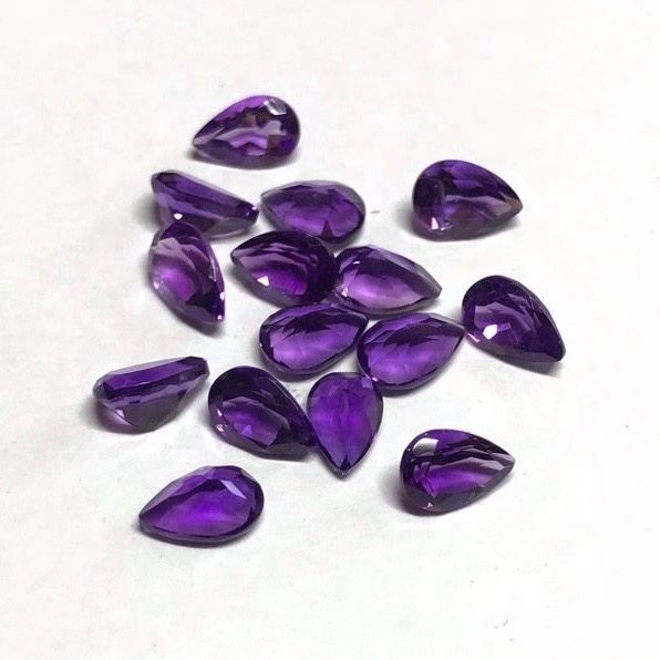 8x12mm African Amethyst Faceted Pear Loose Gemstones Grade: Aaa