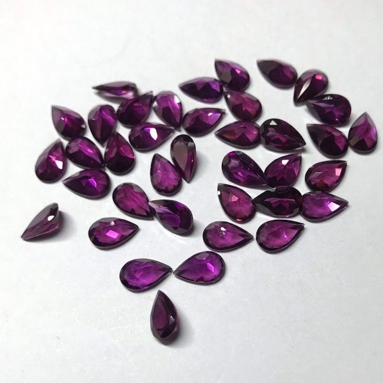 7x10mm Rhodolite Garnet Faceted Pear Loose Gemstones Grade: Aaa
