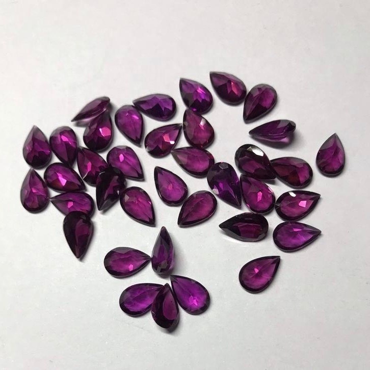 7x10mm Rhodolite Garnet Faceted Pear Loose Gemstones Grade: Aaa