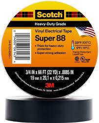 Black 3M Scotch Super 88 Electrical Vinyl Tape 25.4Mm X 32.9M