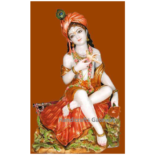 घर में उपयोग के लिए बहुरंगी सुंदर संगमरमर की कृष्णा प्रतिमा