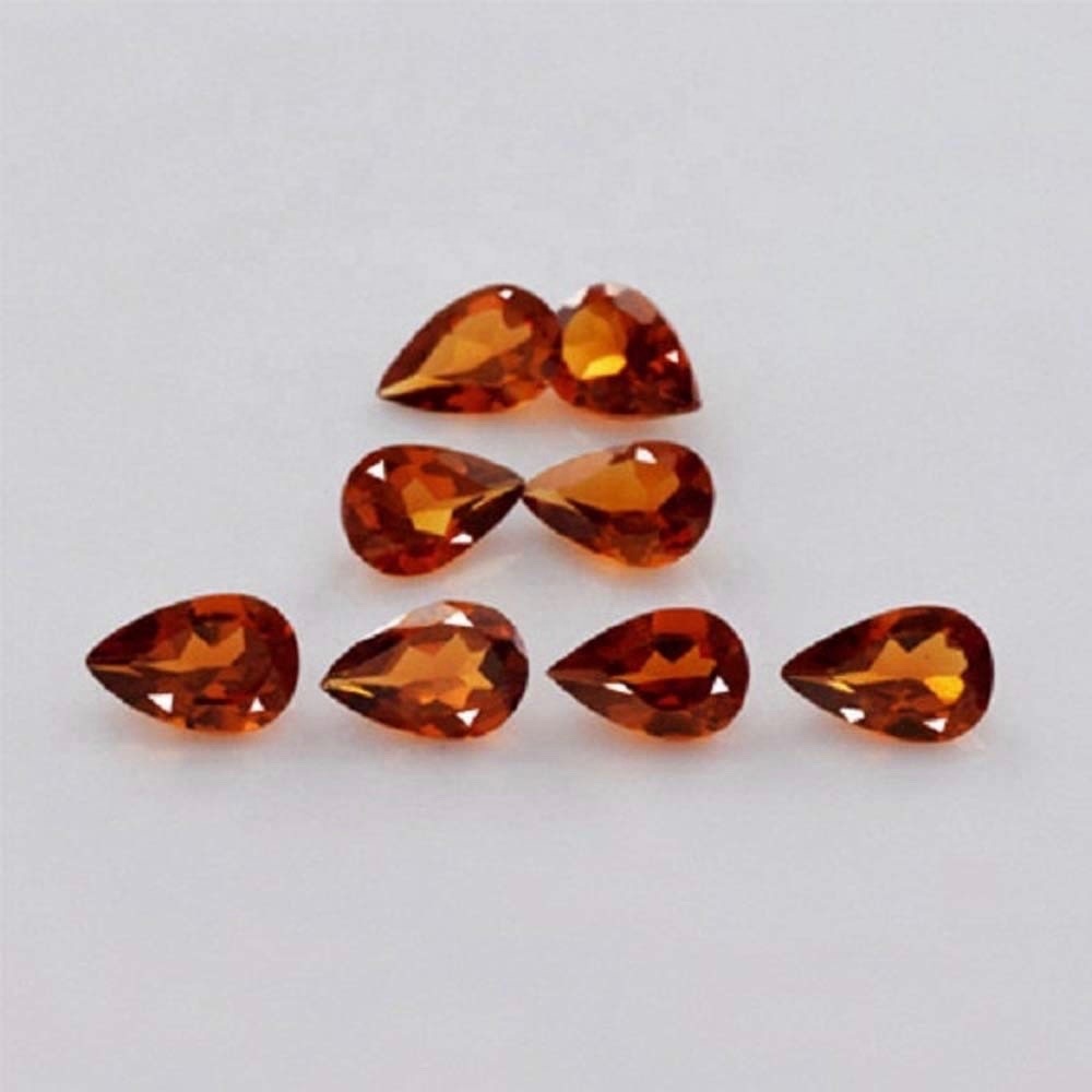 6x9mm Hessonite Garnet Faceted Pear Loose Gemstones Grade: Aaa