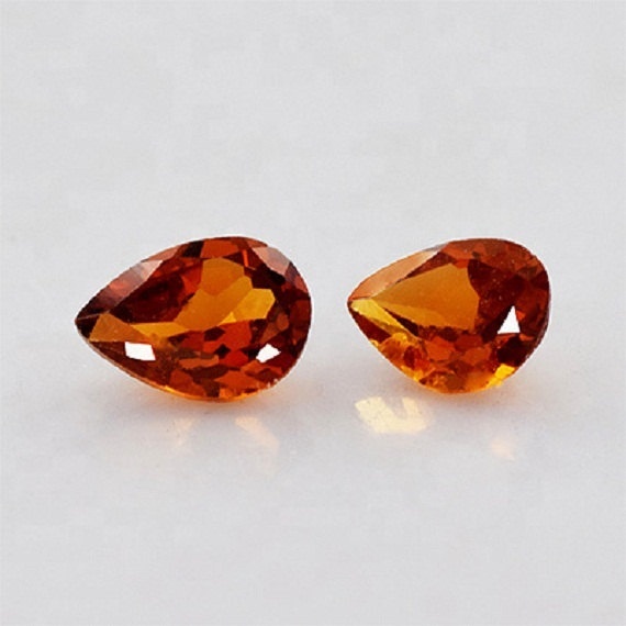 7x10mm Hessonite Garnet Faceted Pear Loose Gemstones Grade: Aaa
