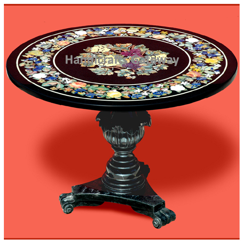 Black Round Shape Marble Dining Table