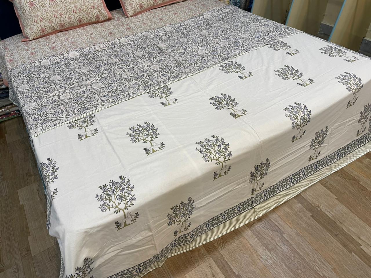 Hand Block Printed Dohar - 90x108 Inches Double Size | 100% Cotton, Reversible Design, Machine Washable, Flannel Filling
