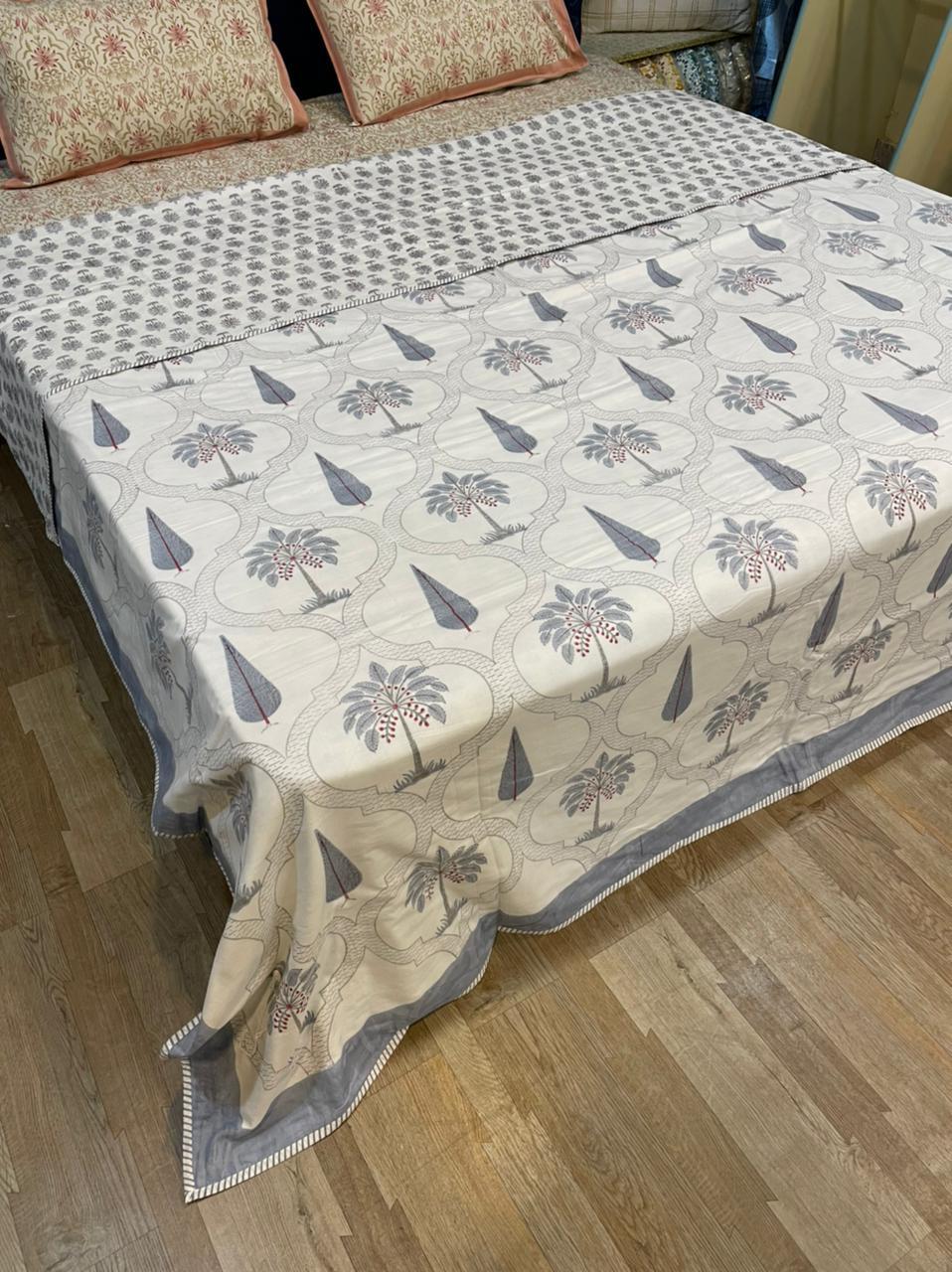 Hand Block Printed Dohar - 90x108 Inches Double Size | 100% Cotton, Reversible Design, Machine Washable, Flannel Filling