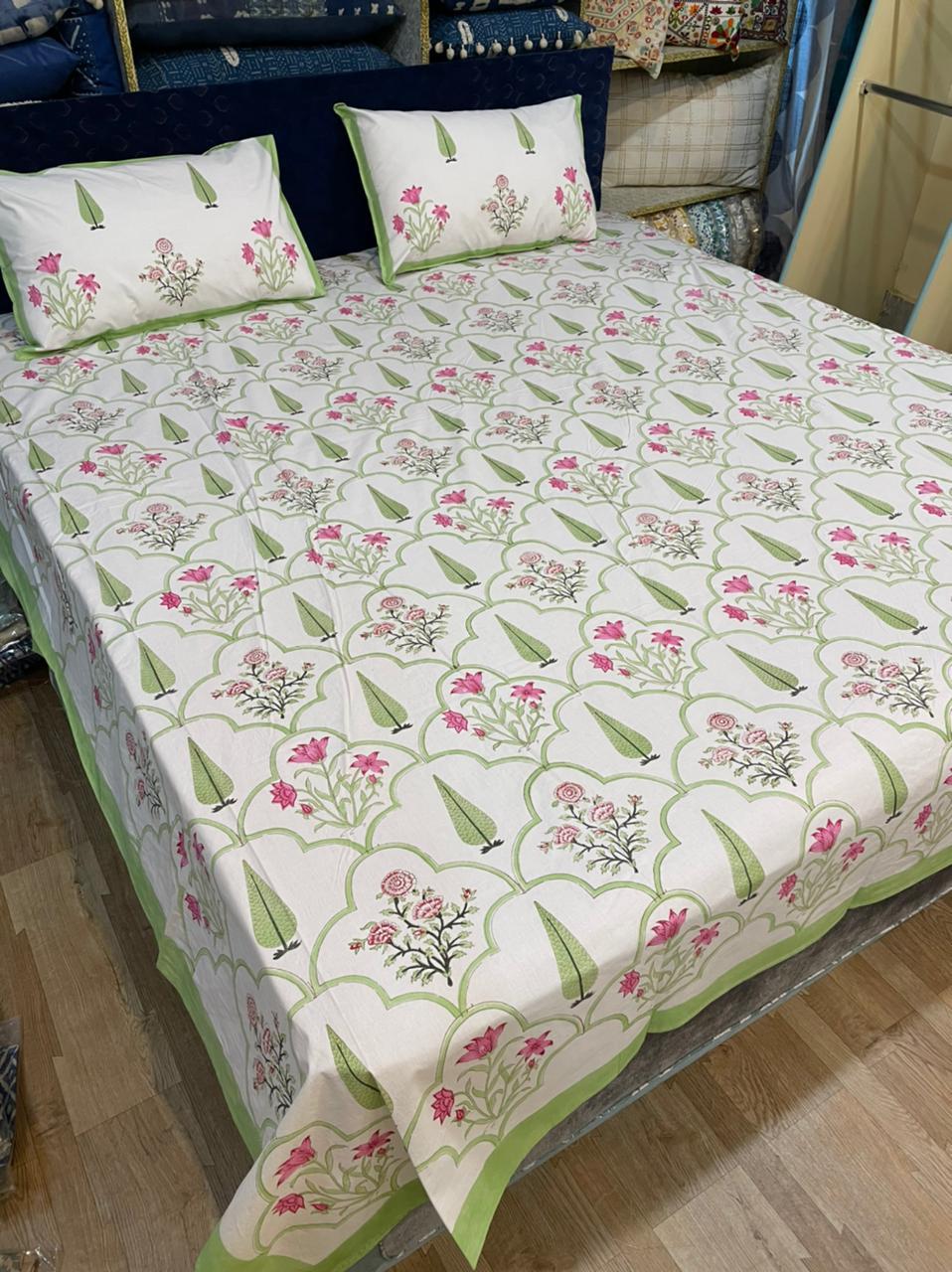 Multiple Colour Hand Block Printed Bedsheet
