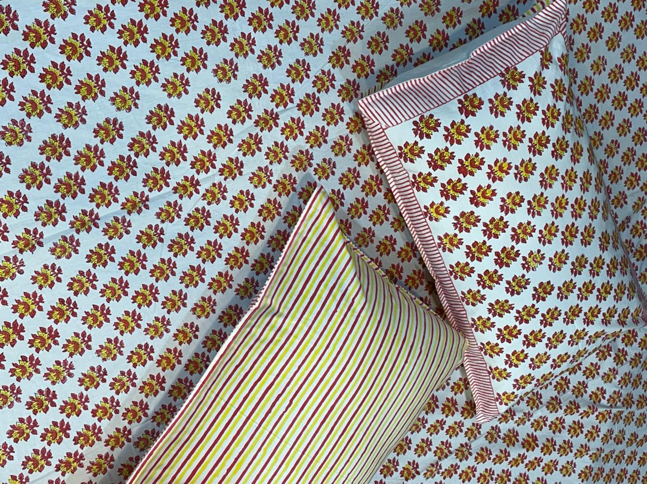 Multiple Colour Hand Block Printed Bedsheet