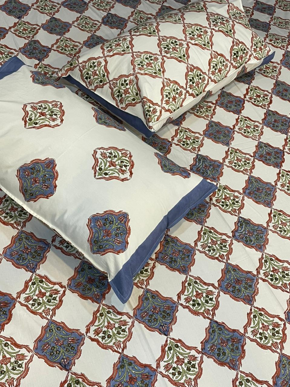 Multiple Colour Hand Block Printed Bedsheet
