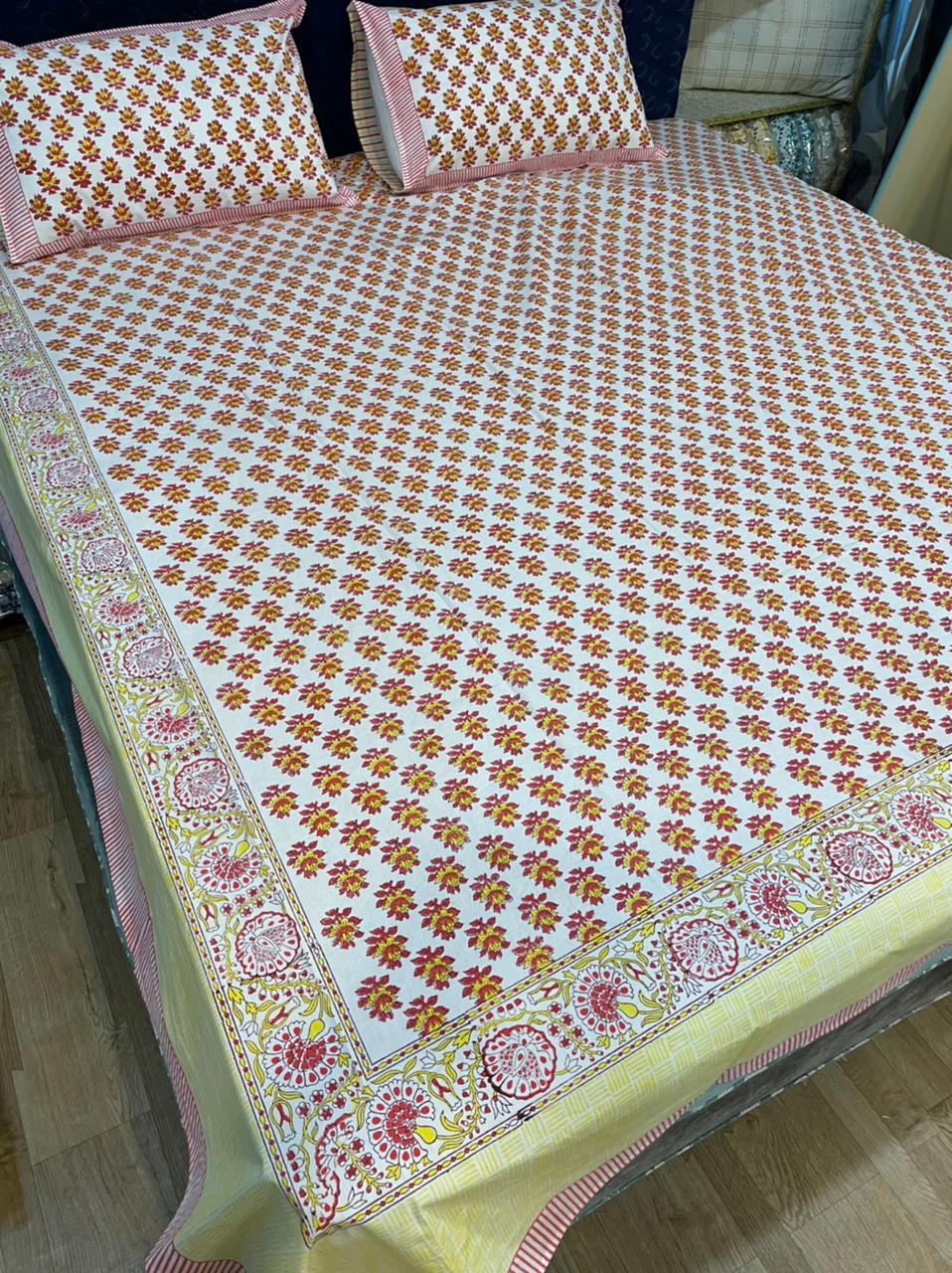 Multiple Colour Hand Block Printed Bedsheet