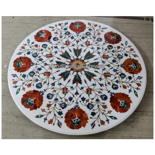 Antique White Marble Dining Table Top - 24x24 to 72x72 Inch, Polished Finish, Customizable Logo, Elegant Home Decoration
