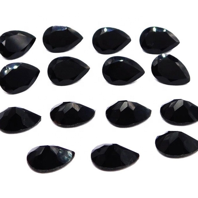 6x9mm Black Onyx Faceted Pear Loose Gemstones Grade: Aaa