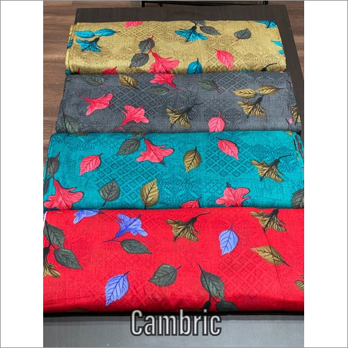 Multicolour Cambric Cotton Fabric - Pure Cotton, Varied Sizes, Available in Different Colors | Washable, Smooth Texture, Recommended for All Seasons