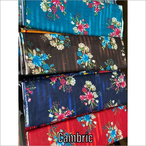 Floral Print Cambric Cotton Fabric - Pure Cotton, Length as Required, Available in Various Colors | Lightweight, Breathable, Ideal for All Seasons