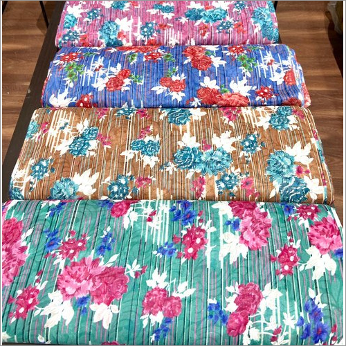 Floral Print Brasso Fabric - Smooth Texture, Available in Multiple Colors, Custom Length Options | Washable, Breathable, Ideal for Garment Manufacturing