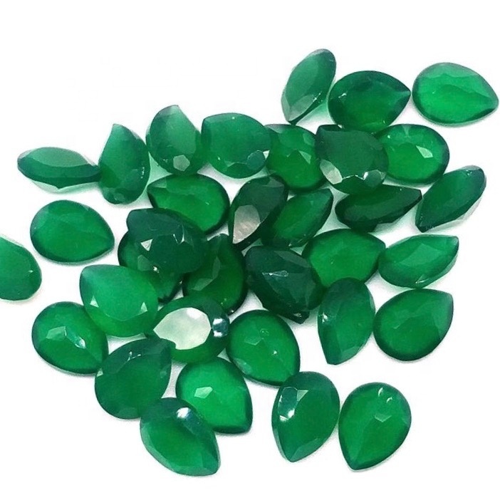 3x5mm Green Onyx Faceted Pear Loose Gemstones Grade: Aaa