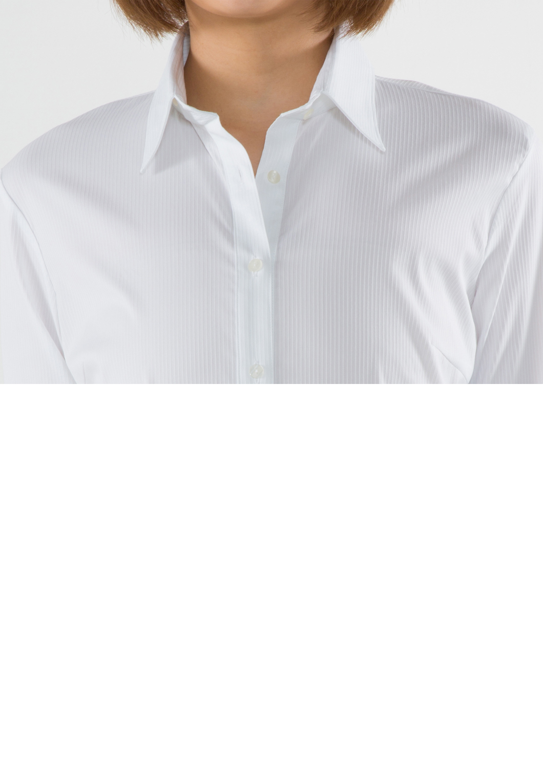 (Premium) Stretch Easy Care/ Bodysuit Shirt/ All-in-one Fit/ Stripe/ White Collar Style: Classic