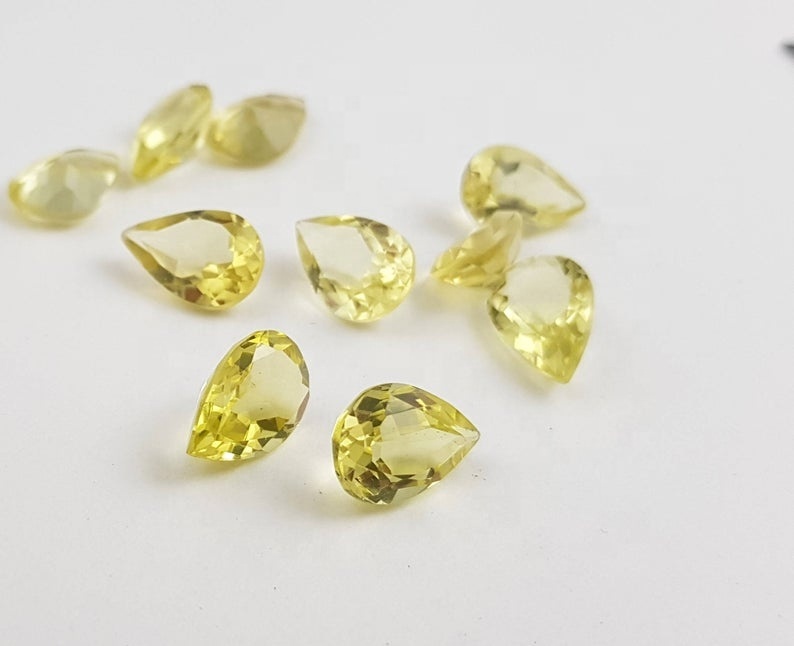 7x10mm Lemon Quartz Faceted Pear Loose Gemstones Grade: Aaa