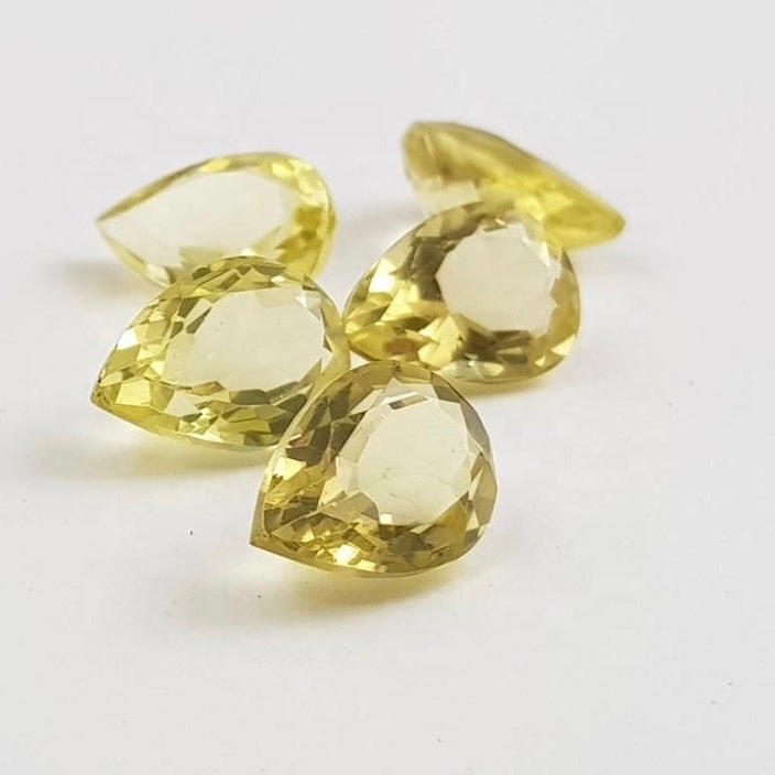 7x10mm Lemon Quartz Faceted Pear Loose Gemstones Grade: Aaa