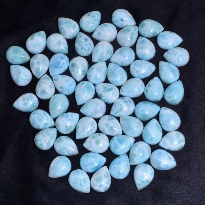 8x12mm Larimar Pear Cabochon Loose Gemstones Grade: Aaa