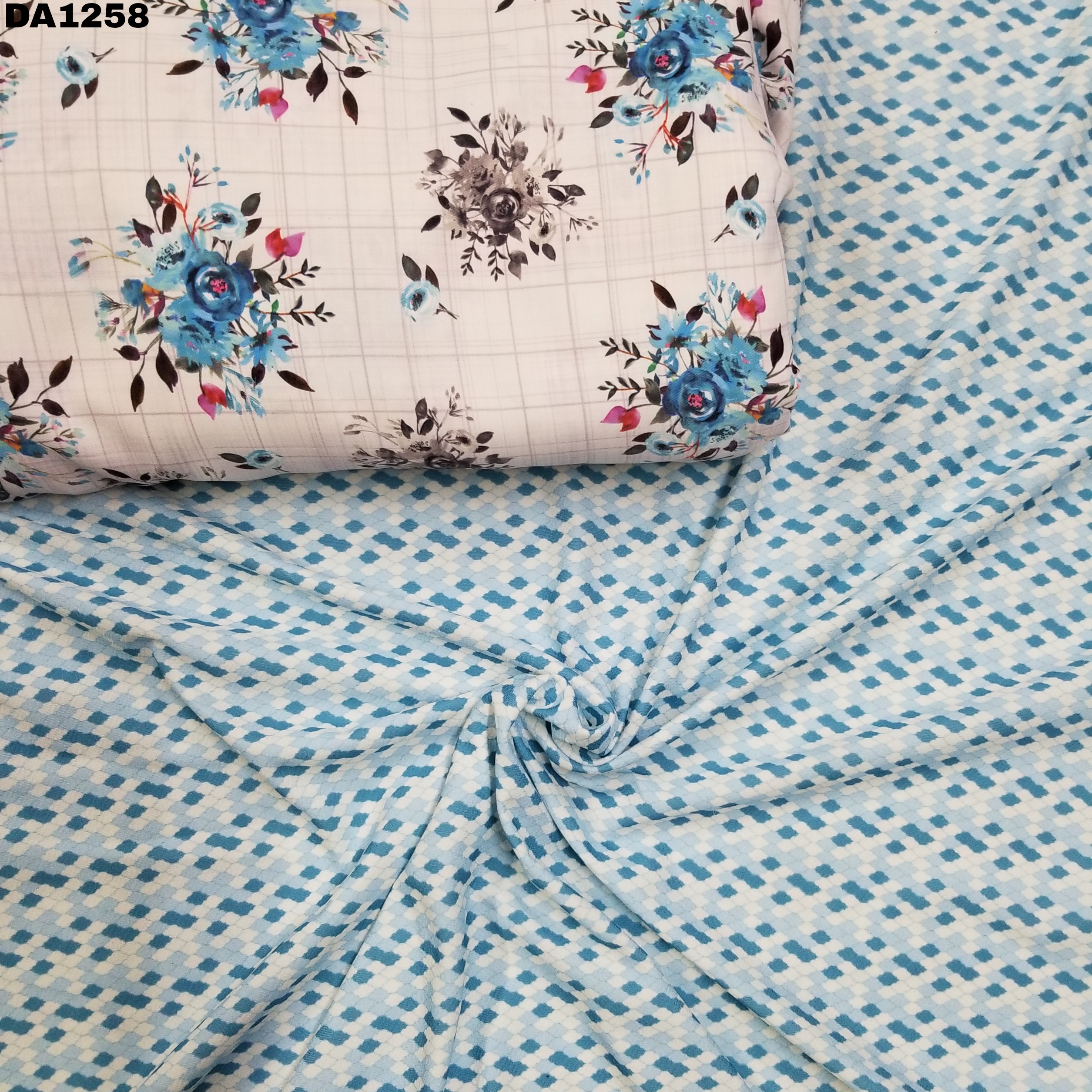 4 Way Bubble Dobby Silk Digital Print Fabric - 58" Inch Wide, Washable | Vibrant Color Options For Garments