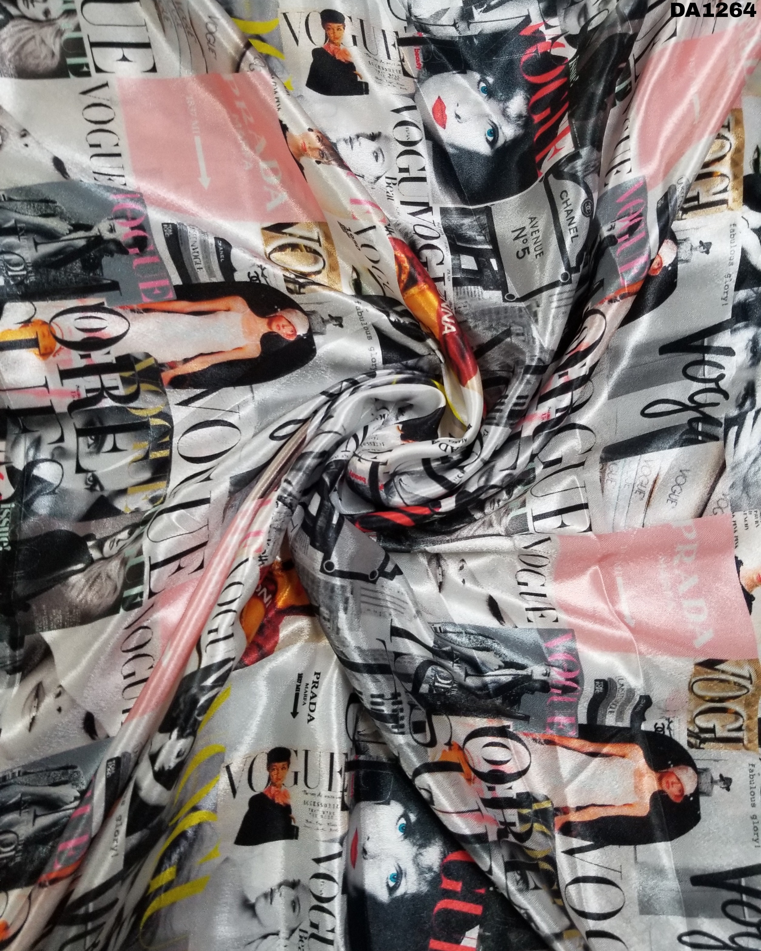 Satin Silk Digital Print Fabric - 44" Inch Width, Multi-color Pattern | Washable, Ideal For Garments