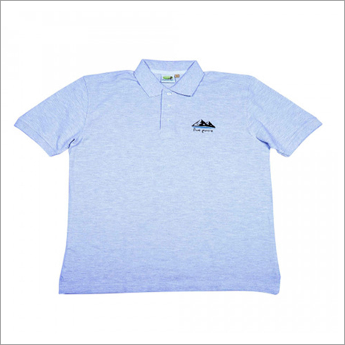 Mens White Melange Polo T-Shirt - Cotton Fabric, Short Sleeves | Polo Collar, Plain Pattern, Stylish Design
