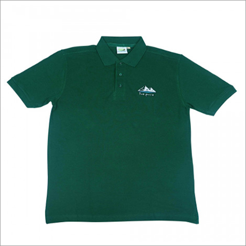 Mens Bottle Green Polo T-Shirt - Cotton Fabric, Short Sleeve Design | Plain Pattern for Effortless Style and Comfort
