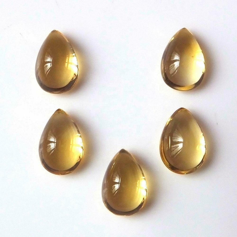 7x10mm Citrine Pear Cabochon Loose Gemstones Grade: Aaa