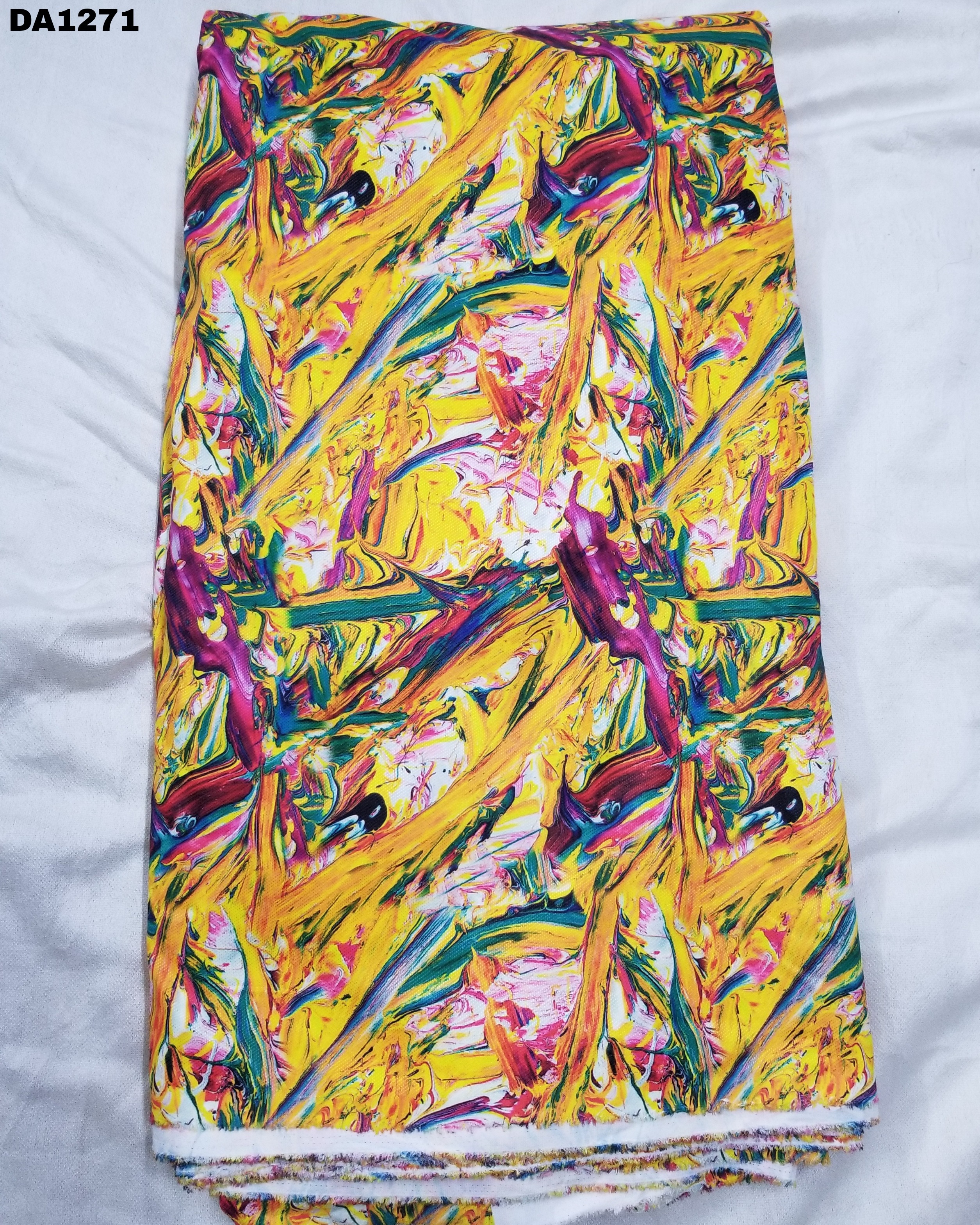 Diamond Silk Digital Print Fabric - 58" Inch Width, Washable | Ideal For Garments, Vibrant Color As Shown In Images