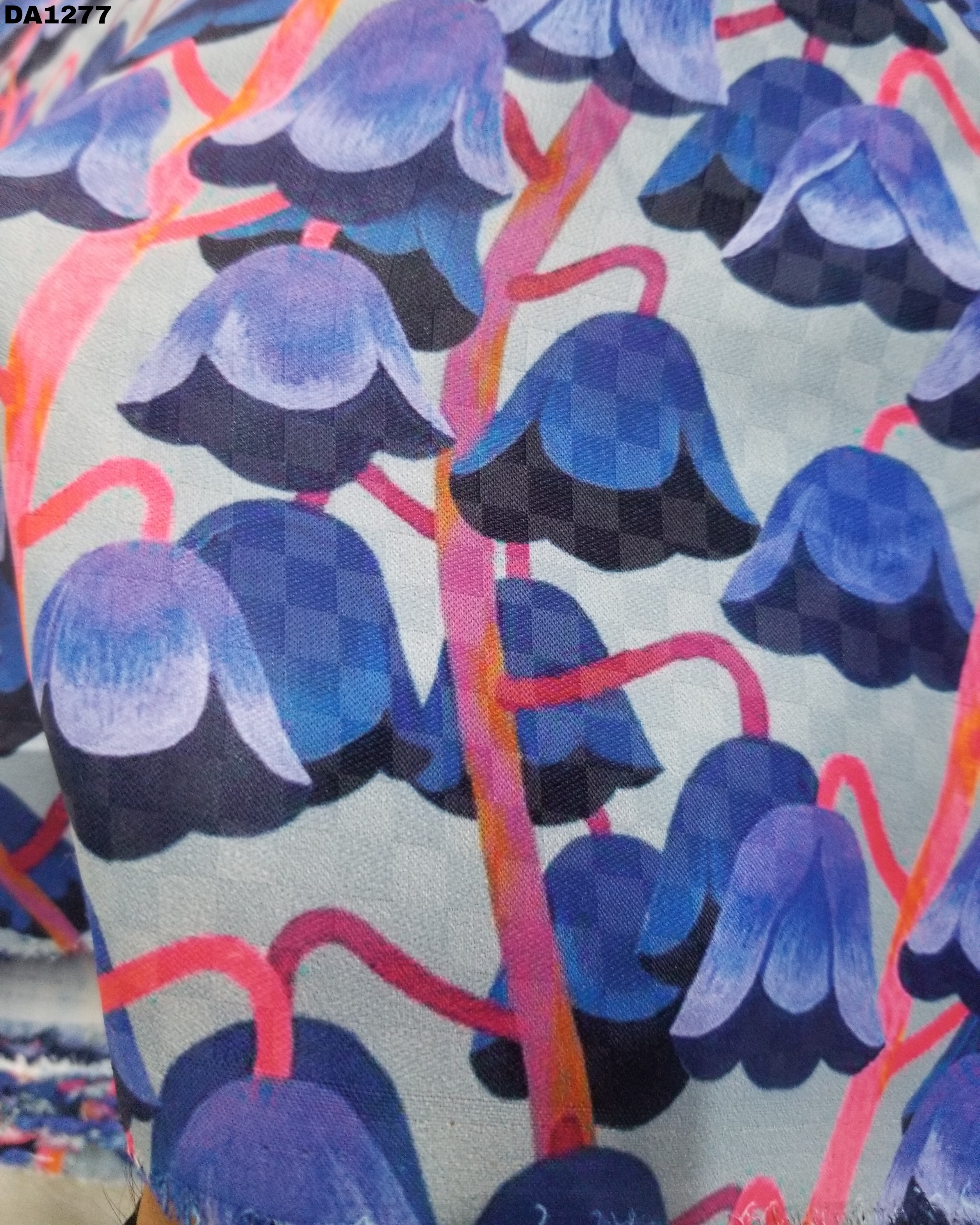 Silk Digital Print Fabric - 58" Wide, 6mm Checks Pattern In Vibrant Colors , Washable For Garments