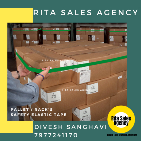 White / Black / Navy / Blue / Red / Dark Colours Pallet And Racks Safety Elastic Tape