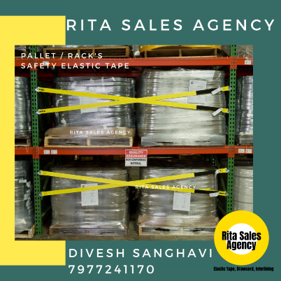 White / Black / Navy / Blue / Red / Dark Colours Pallet And Racks Safety Elastic Tape