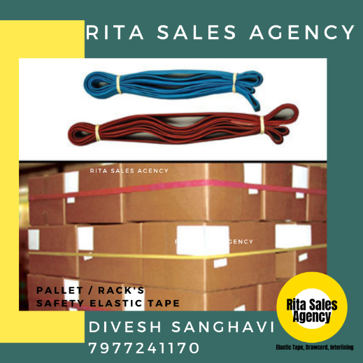 White / Black / Navy / Blue / Red / Dark Colours Pallet And Racks Safety Elastic Tape