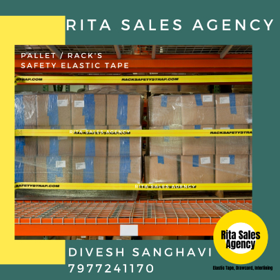 White / Black / Navy / Blue / Red / Dark Colours Pallet And Racks Safety Elastic Tape