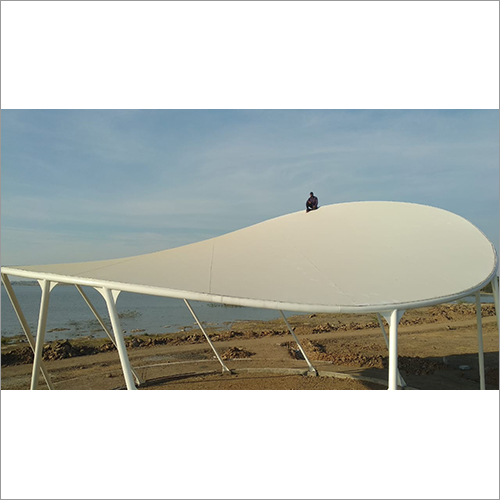 Industrial Tensile Structure - Pvc-coated Polyester, Customizable Dimensions, Eye-catching White Curved Design | High Tear Strength, Ground Mounted Installation