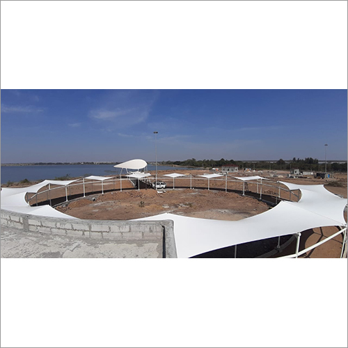 Industrial Tensile Structure - Pvc-coated Polyester, Customizable Dimensions, Eye-catching White Curved Design | High Tear Strength, Ground Mounted Installation